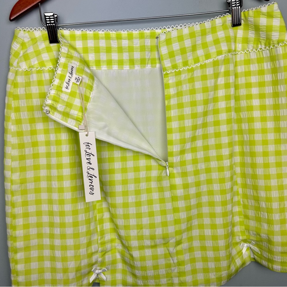 For Love And Lemons Maureen textured gingham mini skirt princess Seam slits 1X - Picture 8 of 12